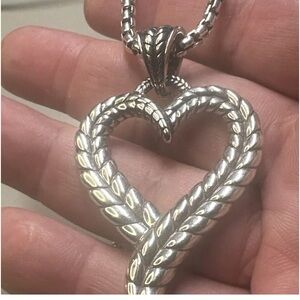 John Hardy Jai HUGE Sterling Silver
Braided Open Heart Enhancer Pendant